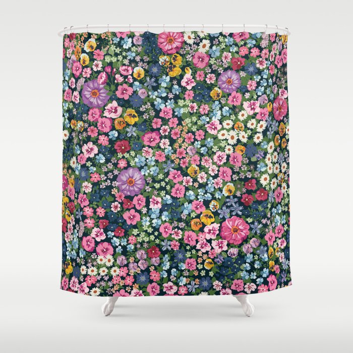 Magical Meadow Boho Hippy Garden Floral Shower Curtain Gallery Image 1