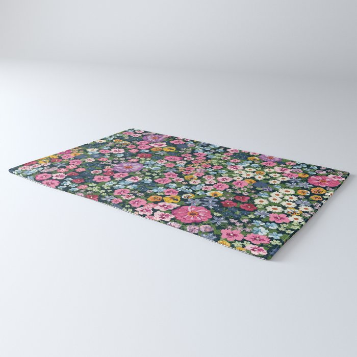 Magical Meadow Boho Hippy Garden Floral Rug Gallery Image 3