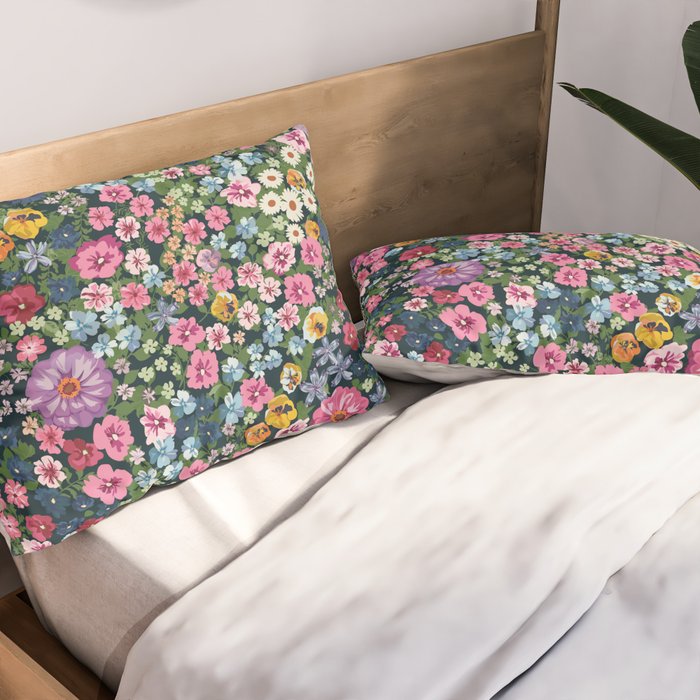 Magical Meadow Boho Hippy Garden Floral Pillow Sham Gallery Image 2