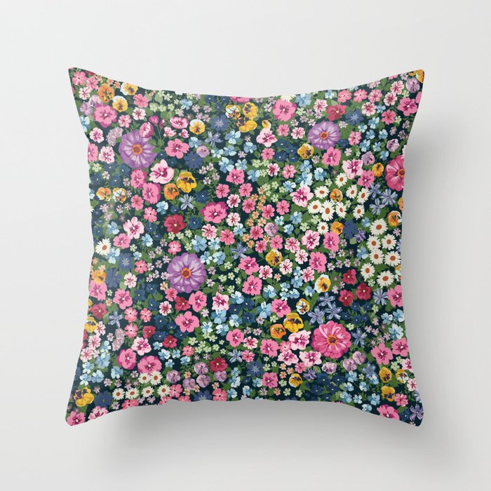 Magical Meadow Boho Hippy Garden Floral Throw Pillow Gallery Image 6