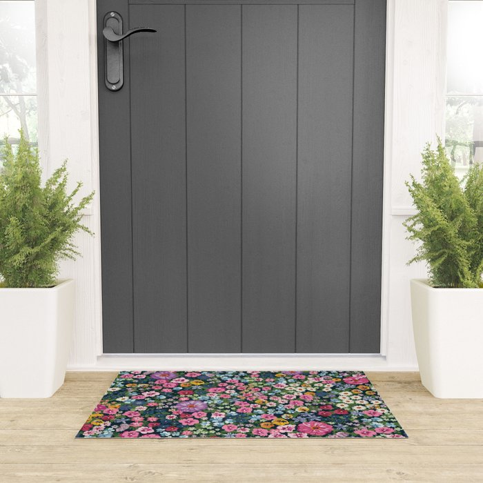 Magical Meadow Boho Hippy Garden Floral Welcome Mat Gallery Image 3