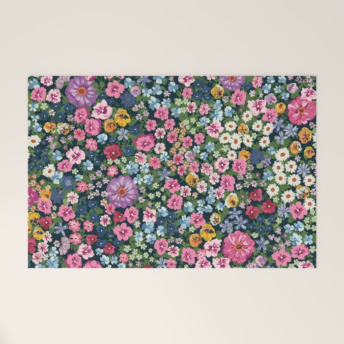 Magical Meadow Boho Hippy Garden Floral Welcome Mat Gallery Image 1