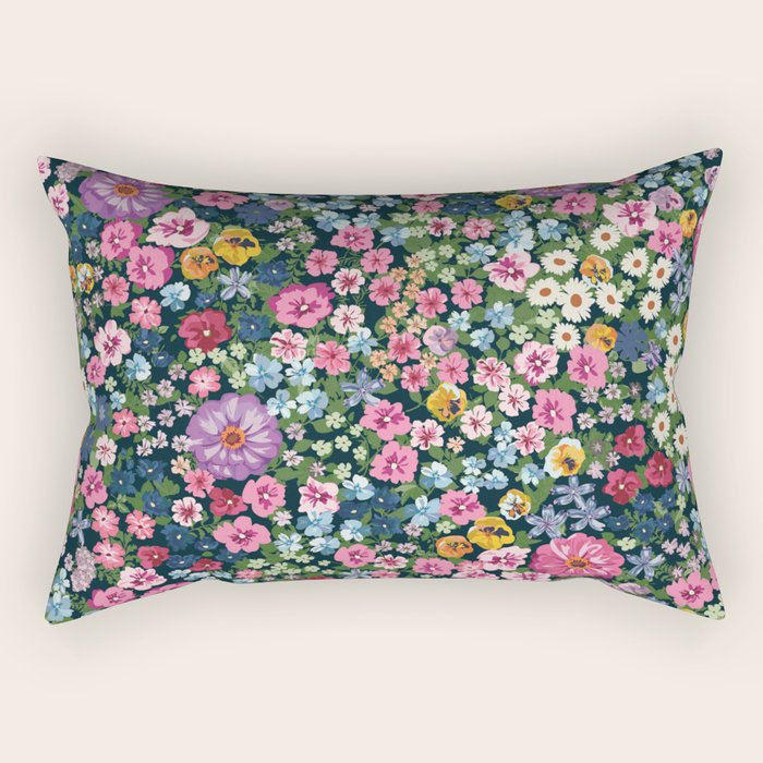 Magical Meadow Boho Hippy Garden Floral Rectangular Pillow Gallery Image 1