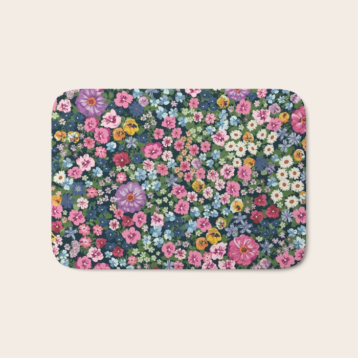 Magical Meadow Boho Hippy Garden Floral Bath Mat Gallery Image 1