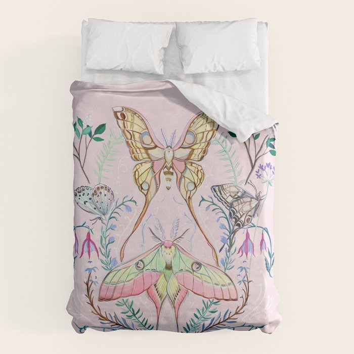 Chinese Moon Moth and Butterflies Duvet Cover Gallery Image 6