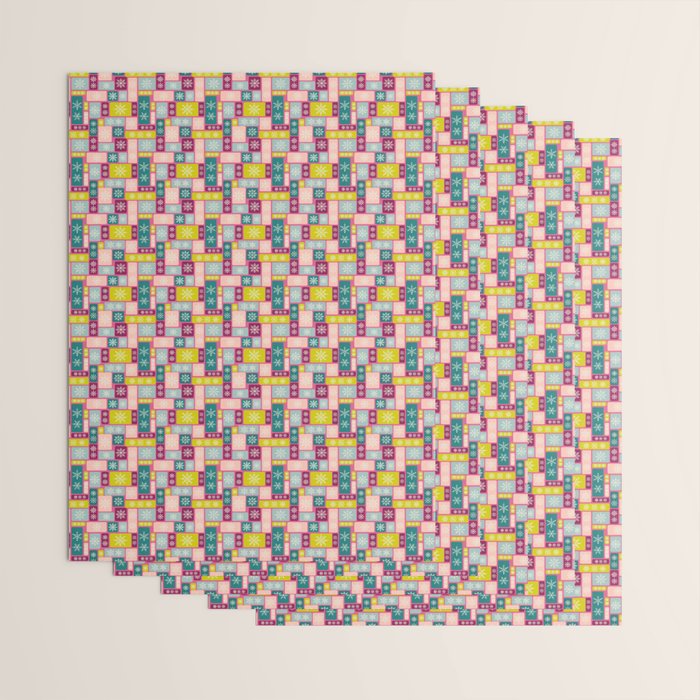 Colorful Geometric Snowflake Tiles Wrapping Paper Gallery Image 3