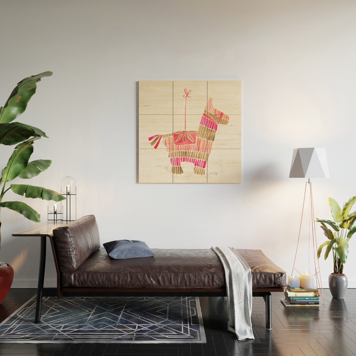 Mexican Donkey PinÌata - Pink & Rose Gold Palette Wood Wall Art Gallery Image 2