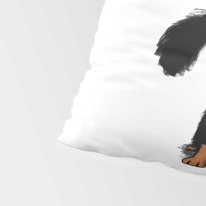Dachshund Love | Cute Longhaired Black and Tan Wiener Dog Pillow Sham Gallery Image 4