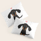 Dachshund Love | Cute Longhaired Black and Tan Wiener Dog Pillow Sham Gallery Image 3