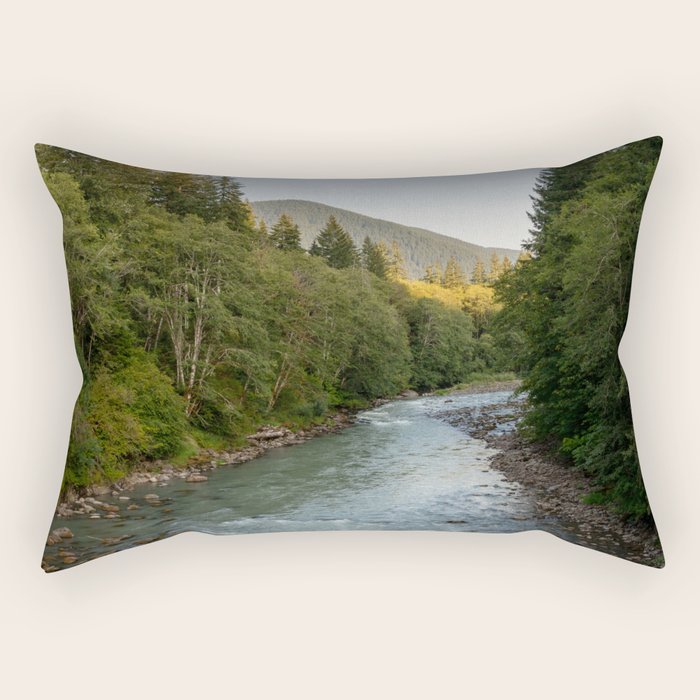 Adventure Forest River II - Pacific Northwest Wanderlust Rectangular Pillow Gallery Image 2