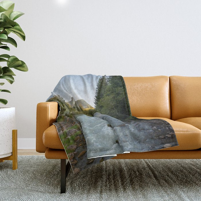 Adventure Forest River II - Pacific Northwest Wanderlust Throw Blanket Gallery Image 1