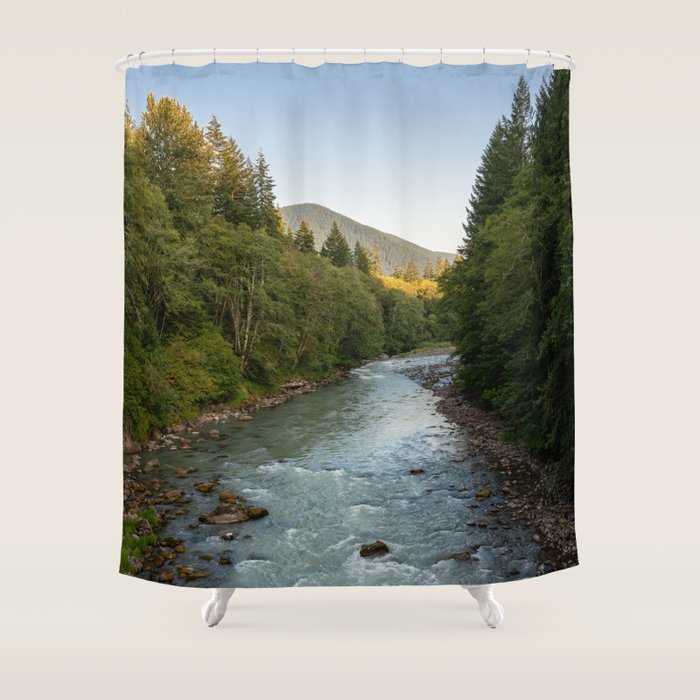Adventure Forest River II - Pacific Northwest Wanderlust Shower Curtain Gallery Image 1