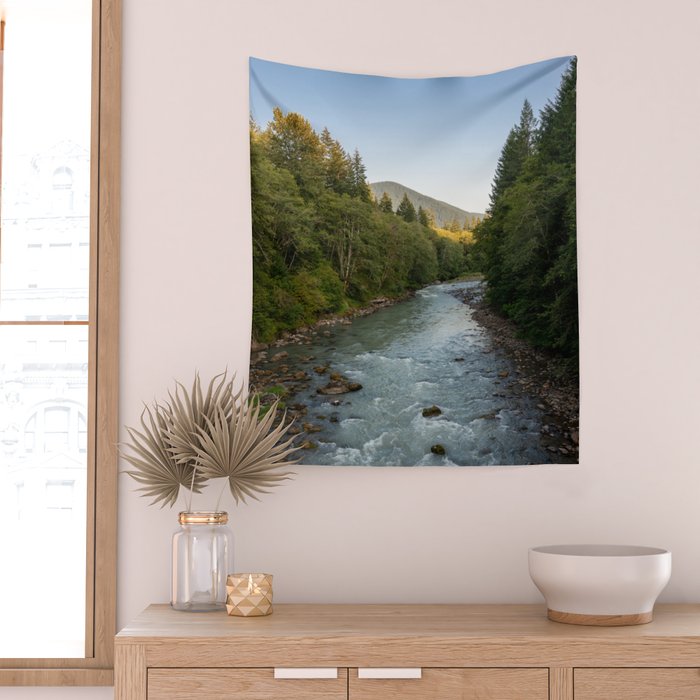 Adventure Forest River II - Pacific Northwest Wanderlust Wall Tapestry Gallery Image 2