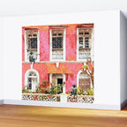 Monkey Business | Watercolor Tropical Goa Architecture Painting | Travel Pastel Pink Blush Building Wall Mural Gallery Image 2