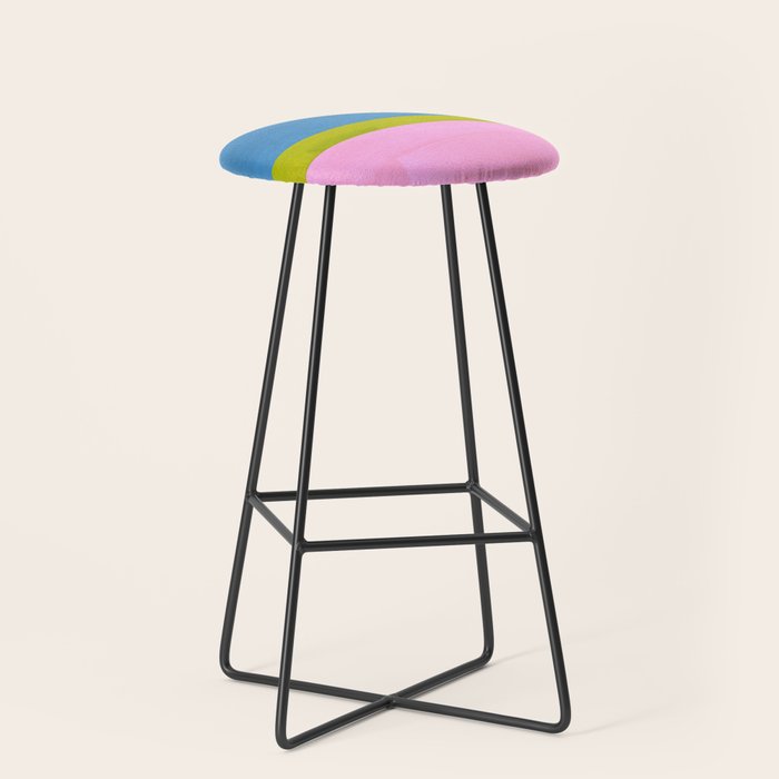 Childhood Dreams Sky Blue Lime Green Pastel Pink Colorfield  Stool Gallery Image 1