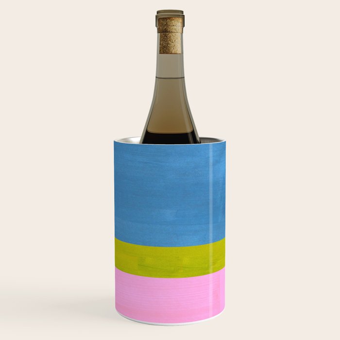 Childhood Dreams Sky Blue Lime Green Pastel Pink Colorfield  Wine Chiller Gallery Image 3