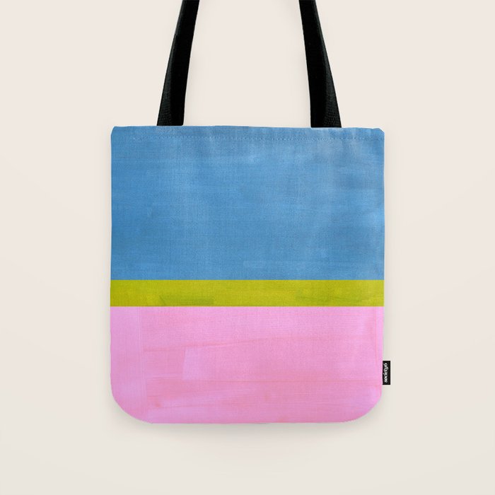 Childhood Dreams Sky Blue Lime Green Pastel Pink Colorfield  Tote Bag Gallery Image 1