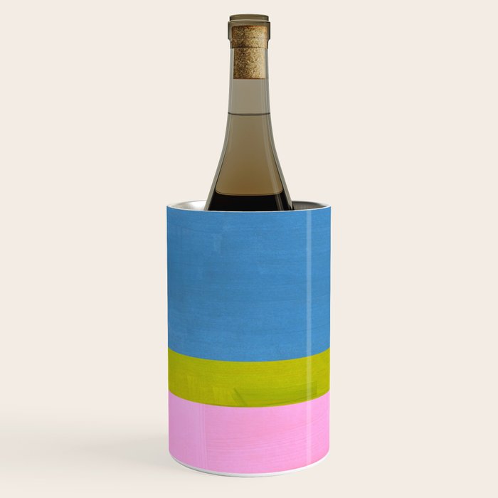 Childhood Dreams Sky Blue Lime Green Pastel Pink Colorfield  Wine Chiller Gallery Image 2