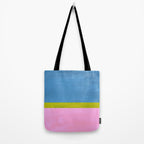 Childhood Dreams Sky Blue Lime Green Pastel Pink Colorfield  Tote Bag Gallery Image 2