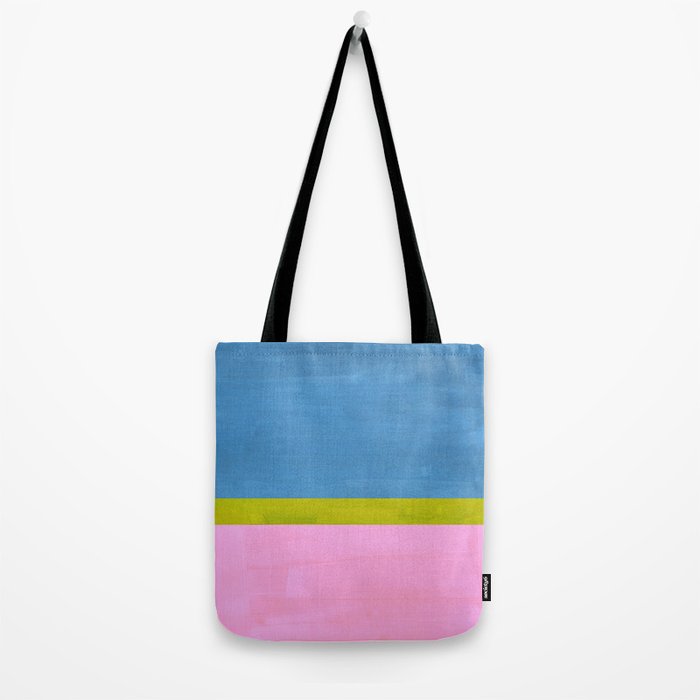 Childhood Dreams Sky Blue Lime Green Pastel Pink Colorfield  Tote Bag Gallery Image 2