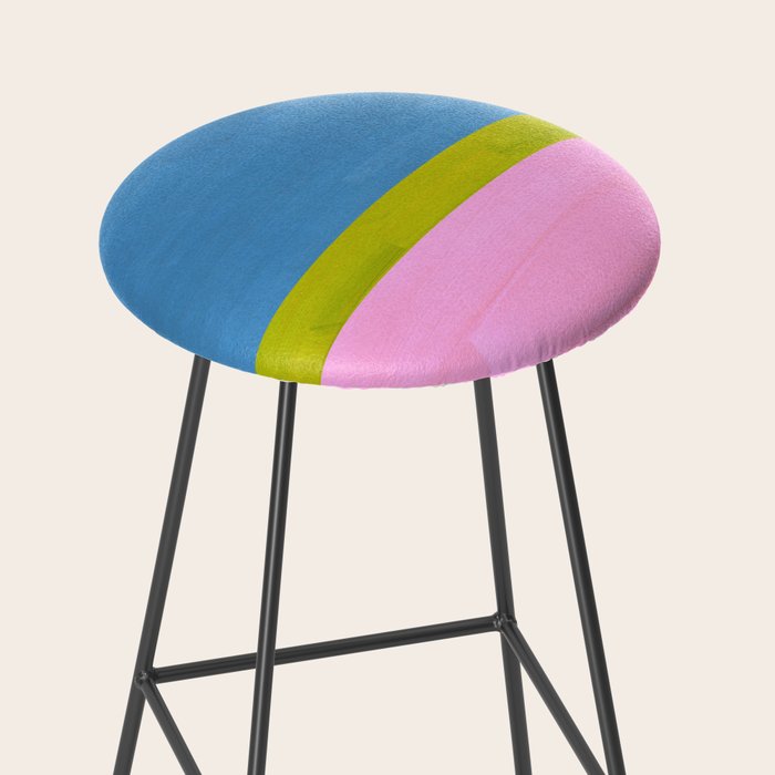 Childhood Dreams Sky Blue Lime Green Pastel Pink Colorfield  Stool Gallery Image 2