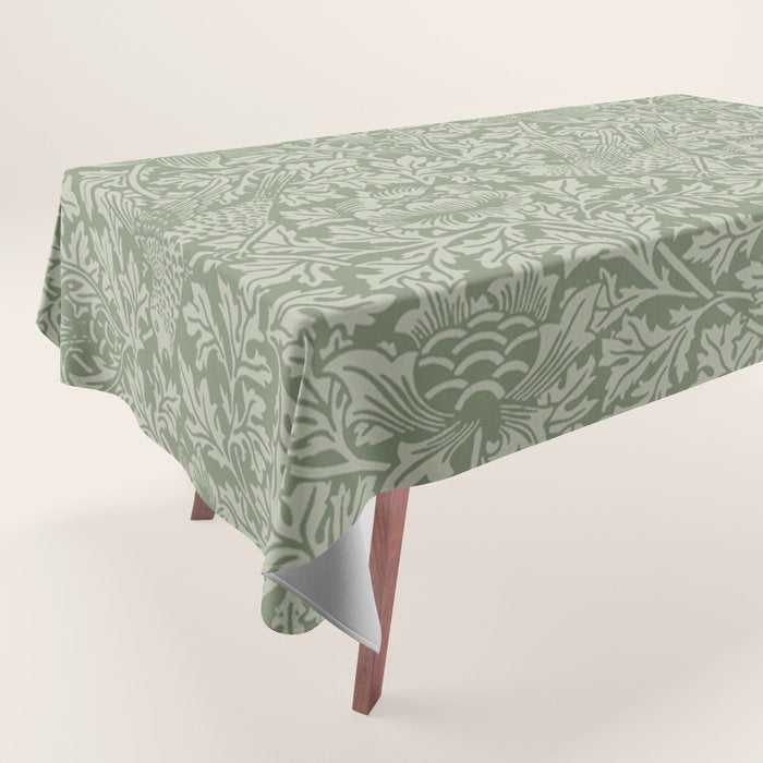 William Morris Bird & Anemone Sage Green Tablecloth Gallery Image 1