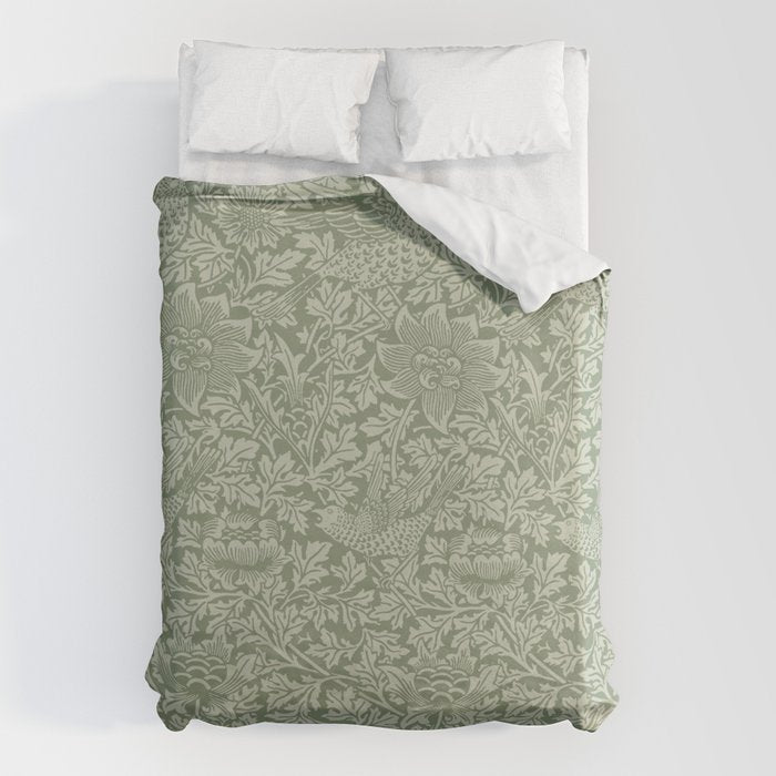William Morris Bird & Anemone Sage Green Duvet Cover Gallery Image 6