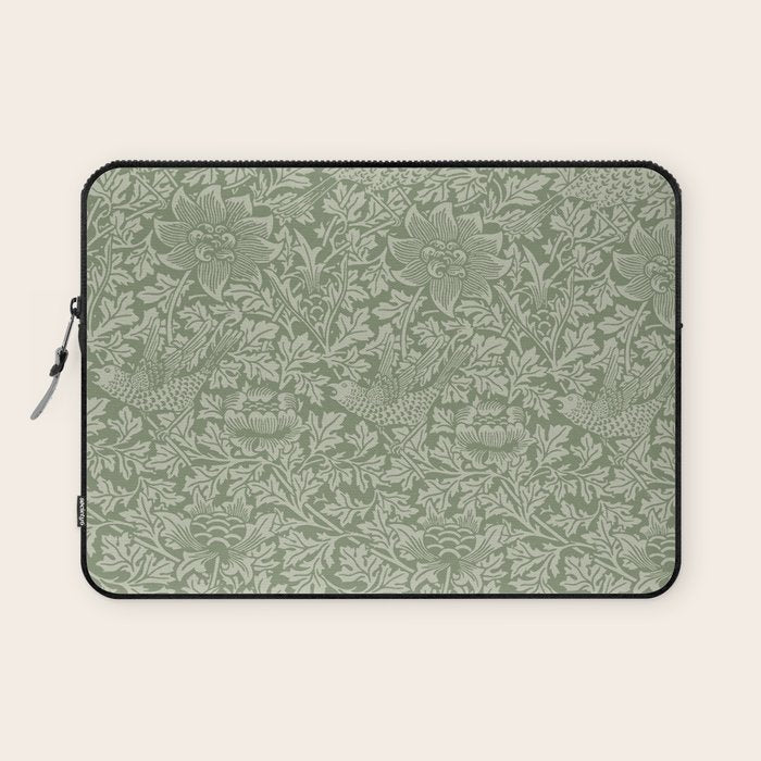 William Morris Bird & Anemone Sage Green Laptop Sleeve Gallery Image 1
