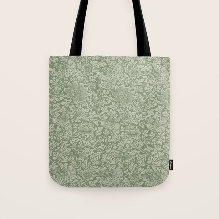 William Morris Bird & Anemone Sage Green Tote Bag Gallery Image 1