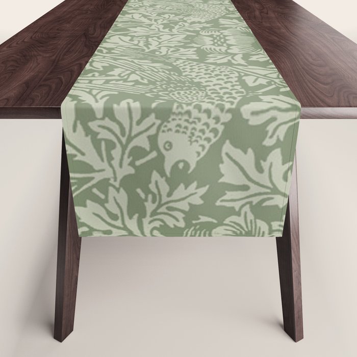 William Morris Bird & Anemone Sage Green Table Runner Gallery Image 1