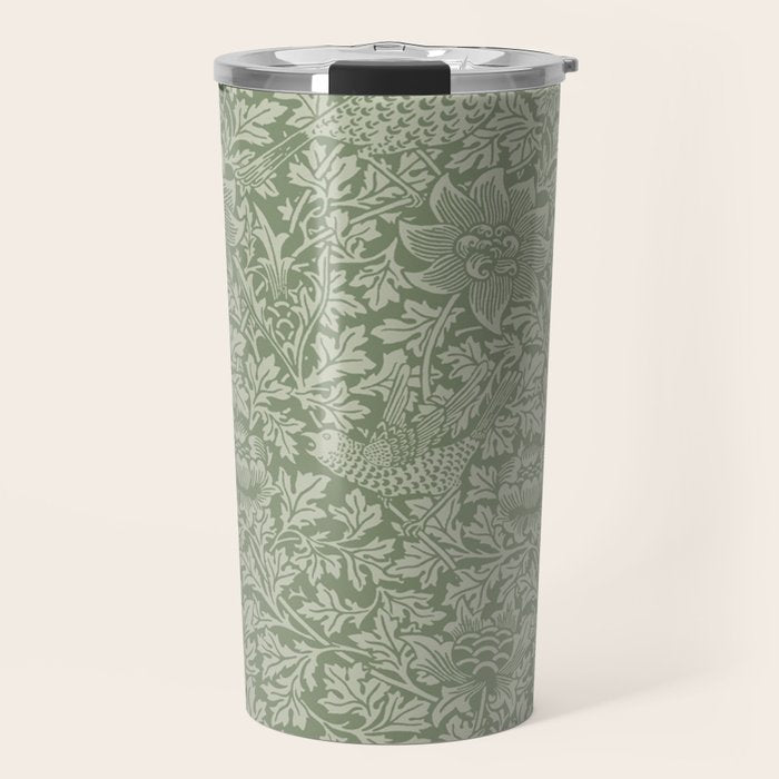 William Morris Bird & Anemone Sage Green Travel Mug Gallery Image 1
