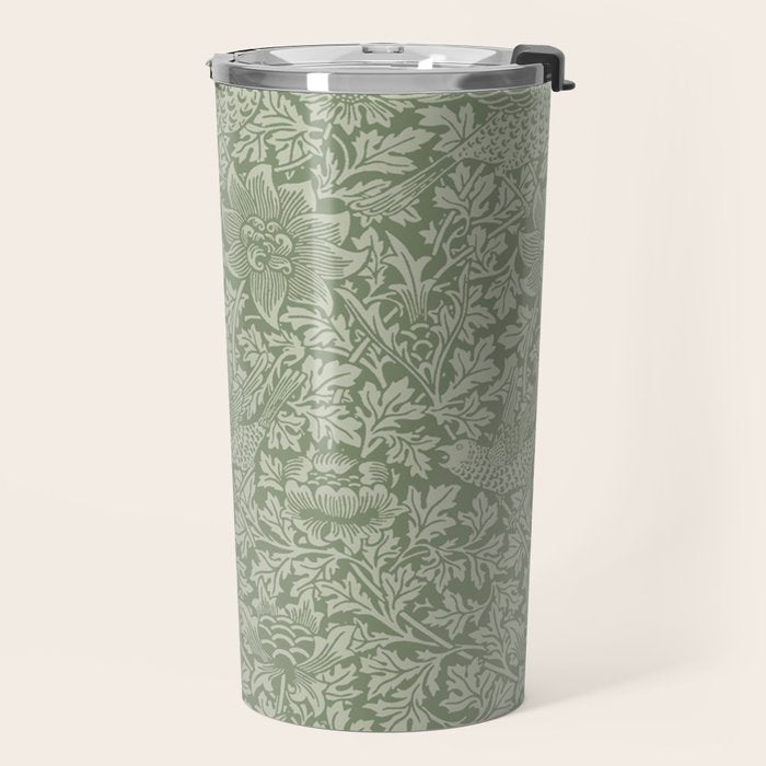 William Morris Bird & Anemone Sage Green Travel Mug Gallery Image 2
