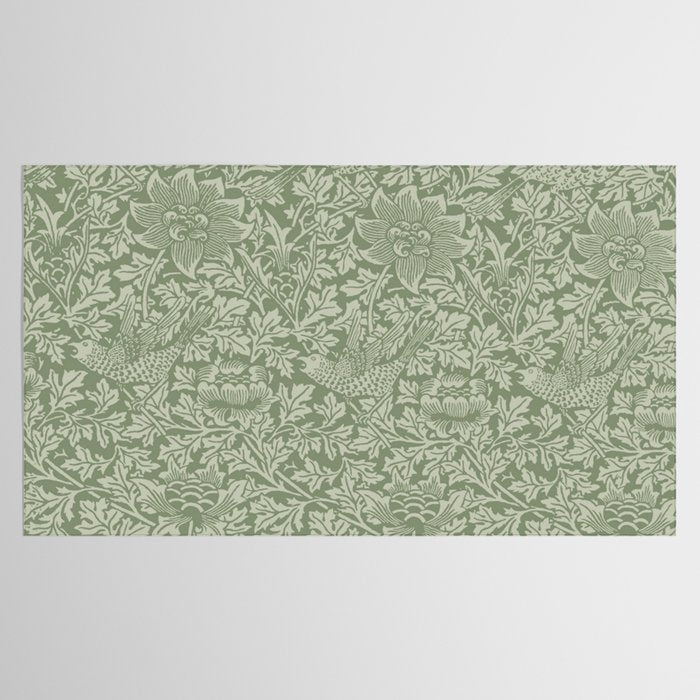William Morris Bird & Anemone Sage Green Tablecloth Gallery Image 2