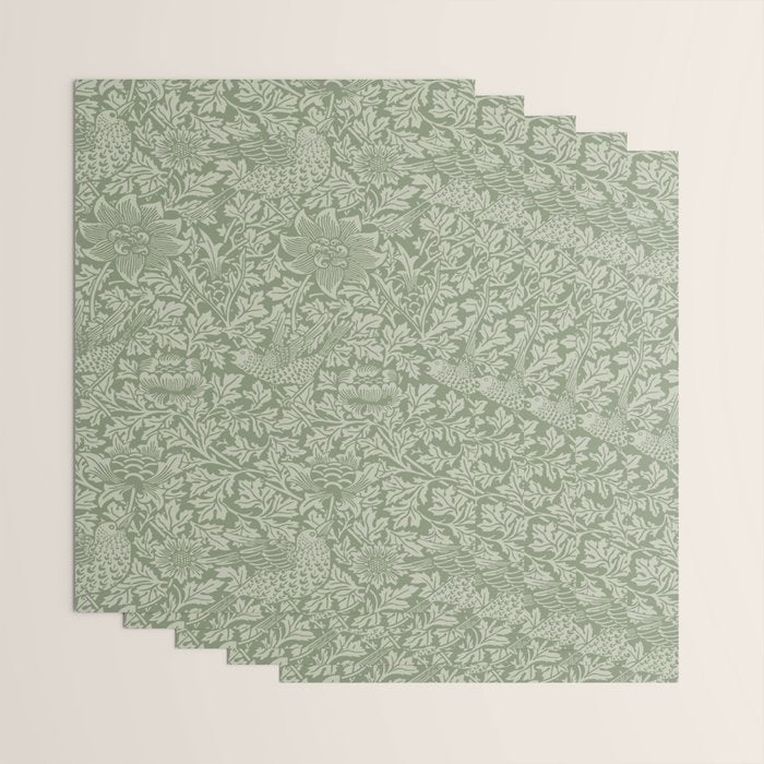 William Morris Bird & Anemone Sage Green Wrapping Paper Gallery Image 3