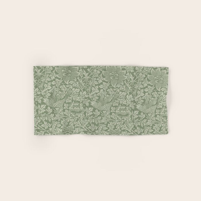 William Morris Bird & Anemone Sage Green Bath Towel Gallery Image 1
