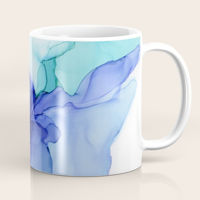 Blue Floral Abstract Ink Coffee Mug Gallery Image 1