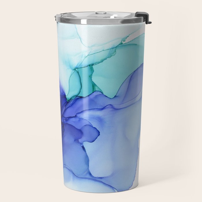 Blue Floral Abstract Ink Travel Mug Gallery Image 2