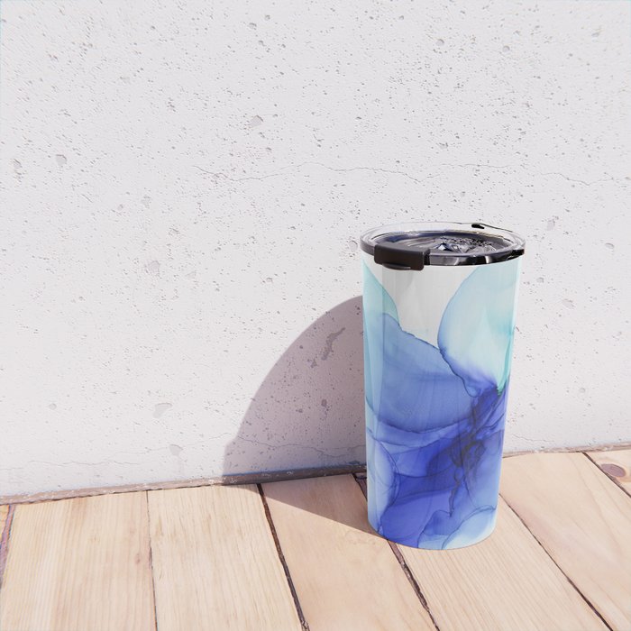 Blue Floral Abstract Ink Travel Mug Gallery Image 4