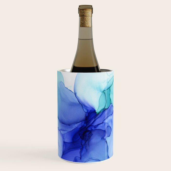 Blue Floral Abstract Ink Wine Chiller Gallery Image 1