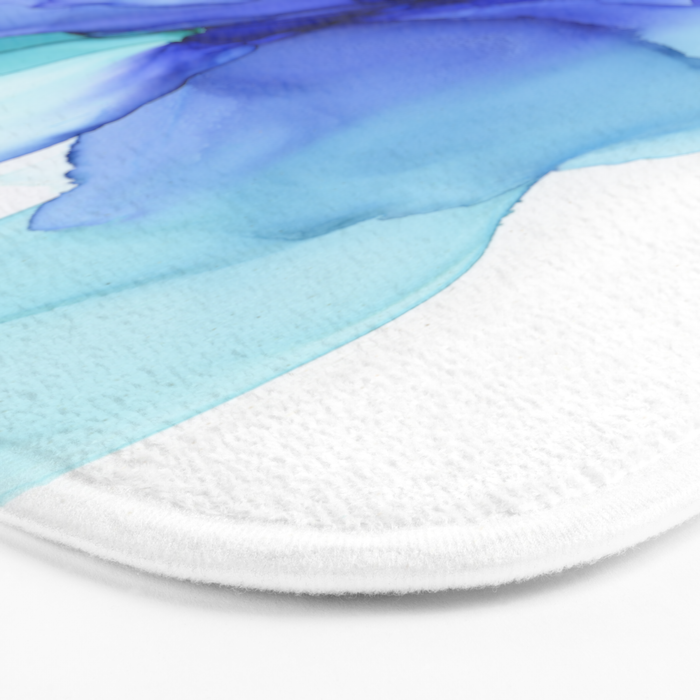 Blue Floral Abstract Ink Bath Mat Gallery Image 3