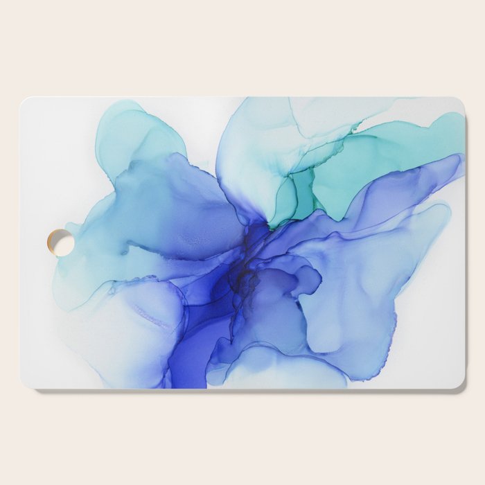 Blue Floral Abstract Ink Cutting Board Gallery Image 1