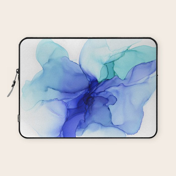 Blue Floral Abstract Ink Laptop Sleeve Gallery Image 1