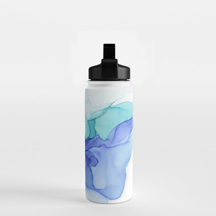 Blue Floral Abstract Ink Water Bottle Gallery Image 2