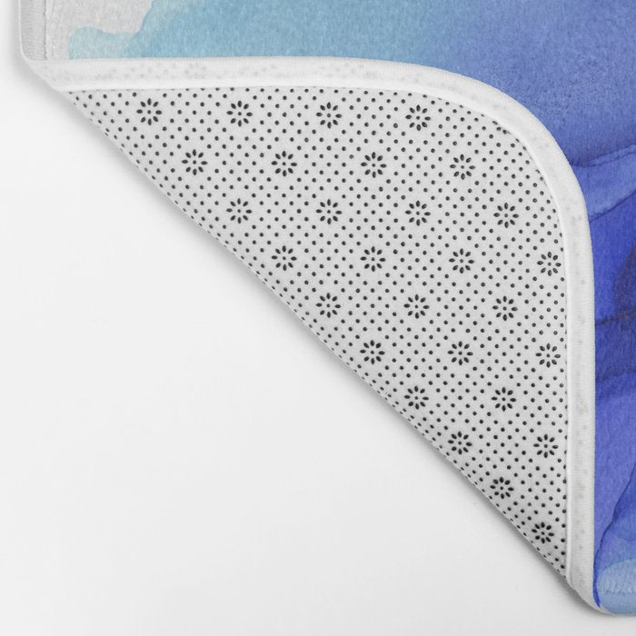 Blue Floral Abstract Ink Bath Mat Gallery Image 2