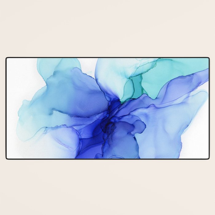 Blue Floral Abstract Ink Desk Mat Gallery Image 3