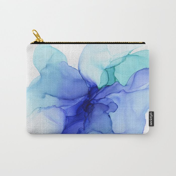 Blue Floral Abstract Ink Carry All Pouch Gallery Image 1