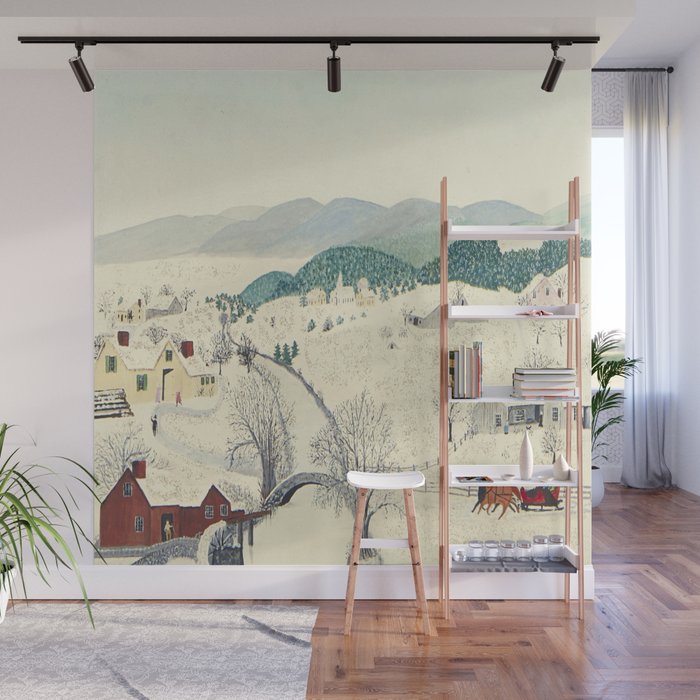 Anna Mary Robertson 'Grandma' Moses To Grandma's House We Go on Thanksgiving Day Folk Art Wall Mural Gallery Image 1