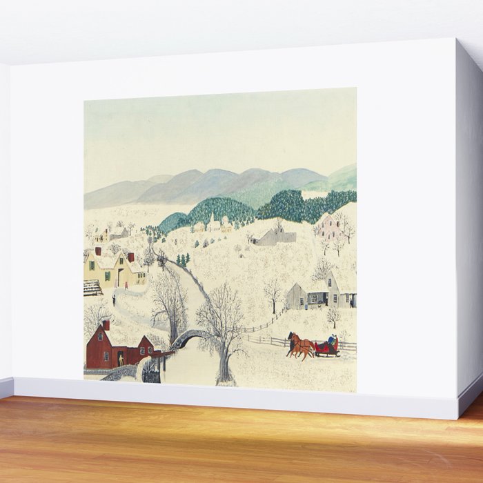 Anna Mary Robertson 'Grandma' Moses To Grandma's House We Go on Thanksgiving Day Folk Art Wall Mural Gallery Image 2