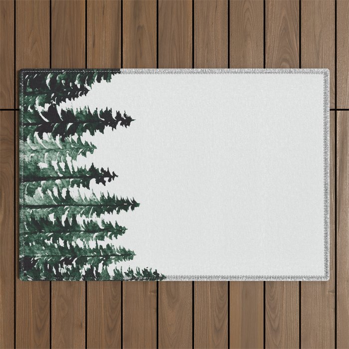 Foggy Pine Trees 2 Outdoor Rug Gallery Image 1