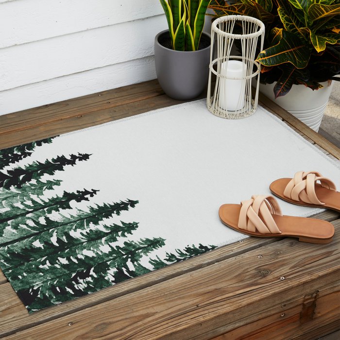 Foggy Pine Trees 2 Outdoor Rug Gallery Image 2